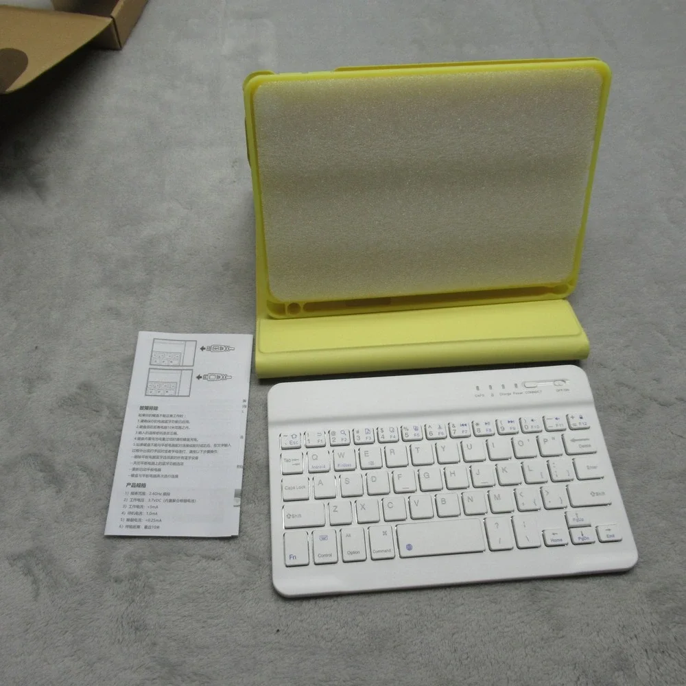 Keyboard & Case‎ Wireless Bluetooth for Tablet Yellow Micro USB NEW